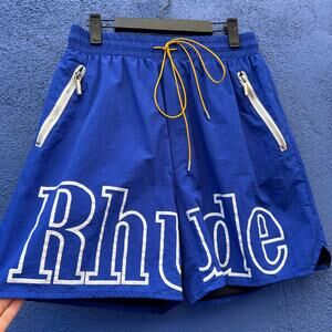 rhude royal blue swim trunk jogging short